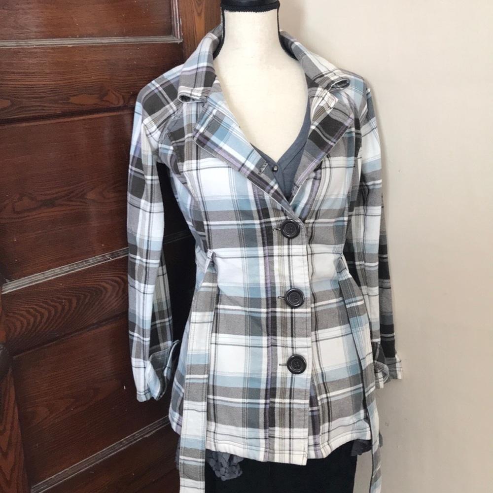 Plaid Blue & Brown Button Down Jacket